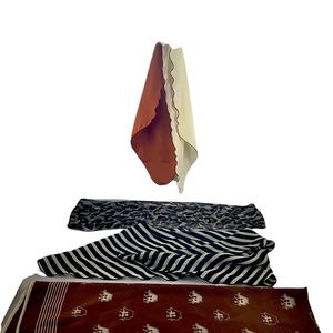 Vintage Womens Neckerchiefs Set of 4 - Blacks & Browns - Various Sizes